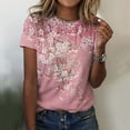 thumbnail image 2 of moda de las mujeres casual manga corta impreso cuello redondo suéter suelto top rosa / m, 2 of 4