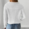 thumbnail image 6 of Cute Sweaters for Women Teen Girls with Bowknot Lapel/High Neck Long Sleeve Knitted Crop Plain Pullover Winter Tops (XL, White), 6 of 6