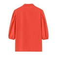 thumbnail image 5 of Jxximdong Button Down Shirts for Women, Summer Solid Color V Neck 3/4 Sleeve Shirts Casual Loose Fit Trendy Tops for Women, Orange Women's Blouses, 5 of 7
