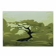 thumbnail image 1 of Olive Green Cutting Board, Japanese Tree in Jungle Abstract Nature in Summer Season, Decorative Tempered Glass Cutting and Serving Board, Small Size, Pale Yellow Olive Green, by Ambesonne, 1 of 1