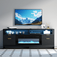 thumbnail image 4 of Fireplace TV Stand with 36" Electric Fireplace,LED Light Entertainment Center with Highlight Storage Cabinets Up to 80" TVs, Modern Fluted TV Stand for Living Room,Bedroom (Black), 4 of 10