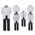 thumbnail image 1 of 5-7pc Formal Black White Suit Set Silver Bow Necktie Vest Boy Baby Sm-20 Teen, 1 of 3