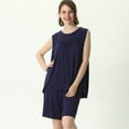 thumbnail image 4 of SWSMCLT Women's Plus Size Pajama Set Bunched Sleeveless Lounge Cool Elastic 2 Piece Shorts Crew Neck Cotton Nightwear Navy 5X-Large, 4 of 5