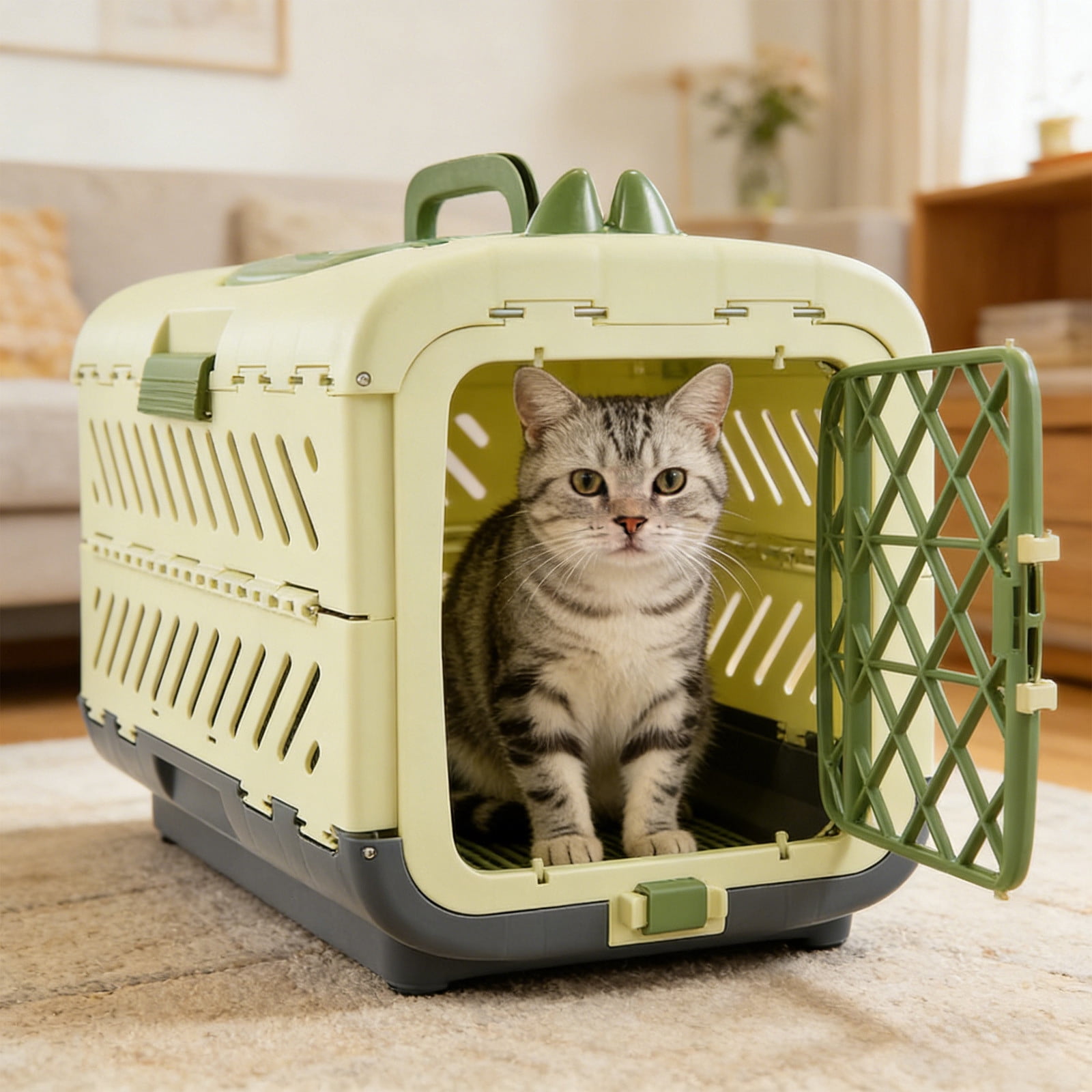 Collapsible Dog Crate for Medium/Small Dogs - Foldable Dog Cage No-Tool Assembly, Travel Dog Crate - Easy to Carry, Space-Saving, Indoor Outdoor Use, 19.88"(L) X12.6"(W) X15.15"(H) (1PC, Green)