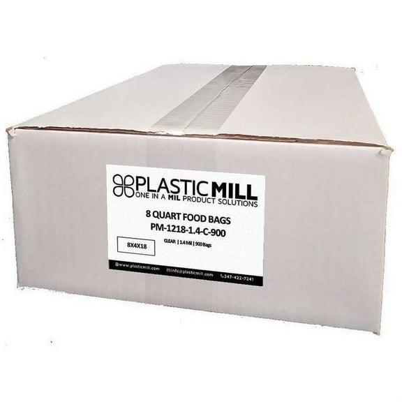 PlasticMill 8 Quart Clear Food Storage Bag,1.4 MIL,8x4x18 900/Case