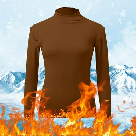WNEGSTG Long Sleeve Shirts for Women Winter Tops for Crew Neck Fleece Lined Thermal Thermal Underwear Slim Tops Long Sleeve Thermal Shirts