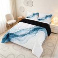 thumbnail image 3 of Manfei Watercolor Ink Painting Queen Comforter Set, Modern Abstract Art Comforter Sets Queen, White Blue, Black Reversible 3 Pieces, 1 Comforter and 2 Pillowcases, 3 of 6