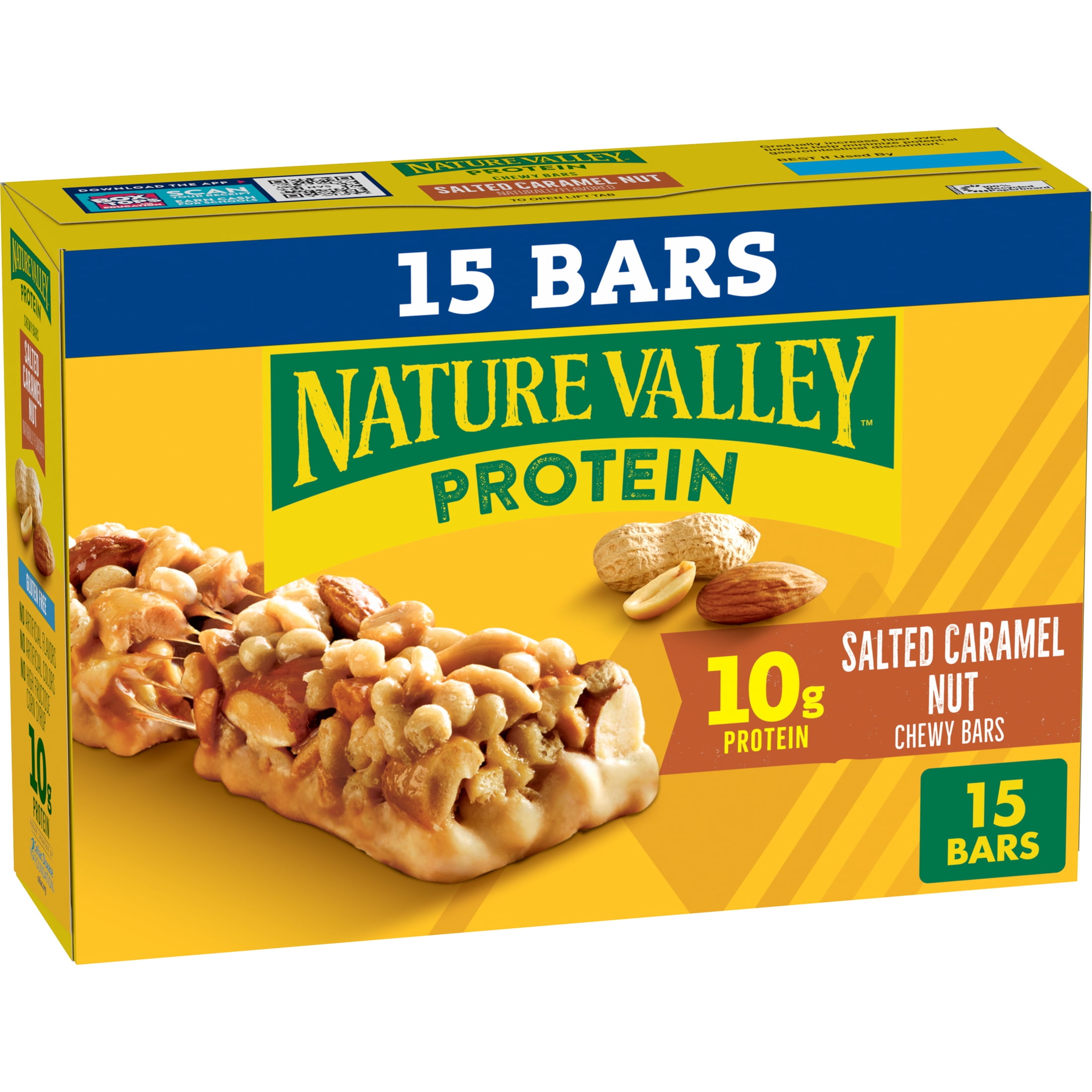 (6 pack) Nature Valley Protein Chewy Snack Bars, Salted Caramel Nut, 15 Bars, 21.3 oz