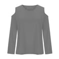 thumbnail image 5 of SERTG Kids Casual Cold Shoulder Shirts Long Sleeves Crewneck Loose Blouses Solid Color Spring Fall Tops for Children 3-12 Years (Gray,9 Years), 5 of 6