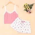 thumbnail image 2 of BRICH Women's Cute 2 Piece Pajama Sets Ruffle Cami Top and Shorts Sleepwear Set Pink S, 2 of 7