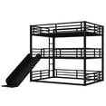 thumbnail image 5 of CKEASEAN Metal Triple Bunk Bed with Safety Guardrails, Queen Over Queen Over Queen Bunk beds for 3 Teen/Adults, Heavy Duty 3 Bunk Bed Frame with Ladder, No Box Spring Needed, Easy Assembly, 5 of 9