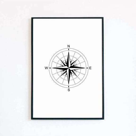 369 Prints Nautical Compass Illustration Retro Design- No Framed, Vintage Wall Art, Trendy Retro Print, Room Decor, Wall Art, Poster Only