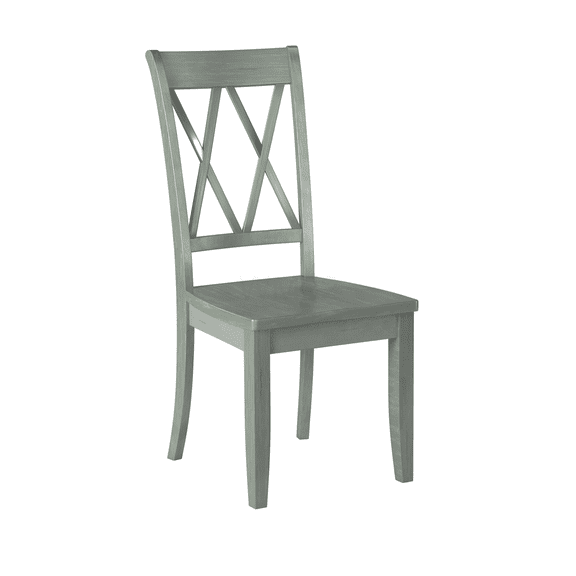 Set of 2 Teal X-Back Side Chairs, Transitional Double X Design Wood Dining Chairs for Kitchen and Dining Room