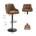 thumbnail image 3 of VECELO Set of 4 Bar Stools, Faux Leather Adjustable Swivel Counter Height Barstools with Backrest and Armrest, Dark Brown, 3 of 13