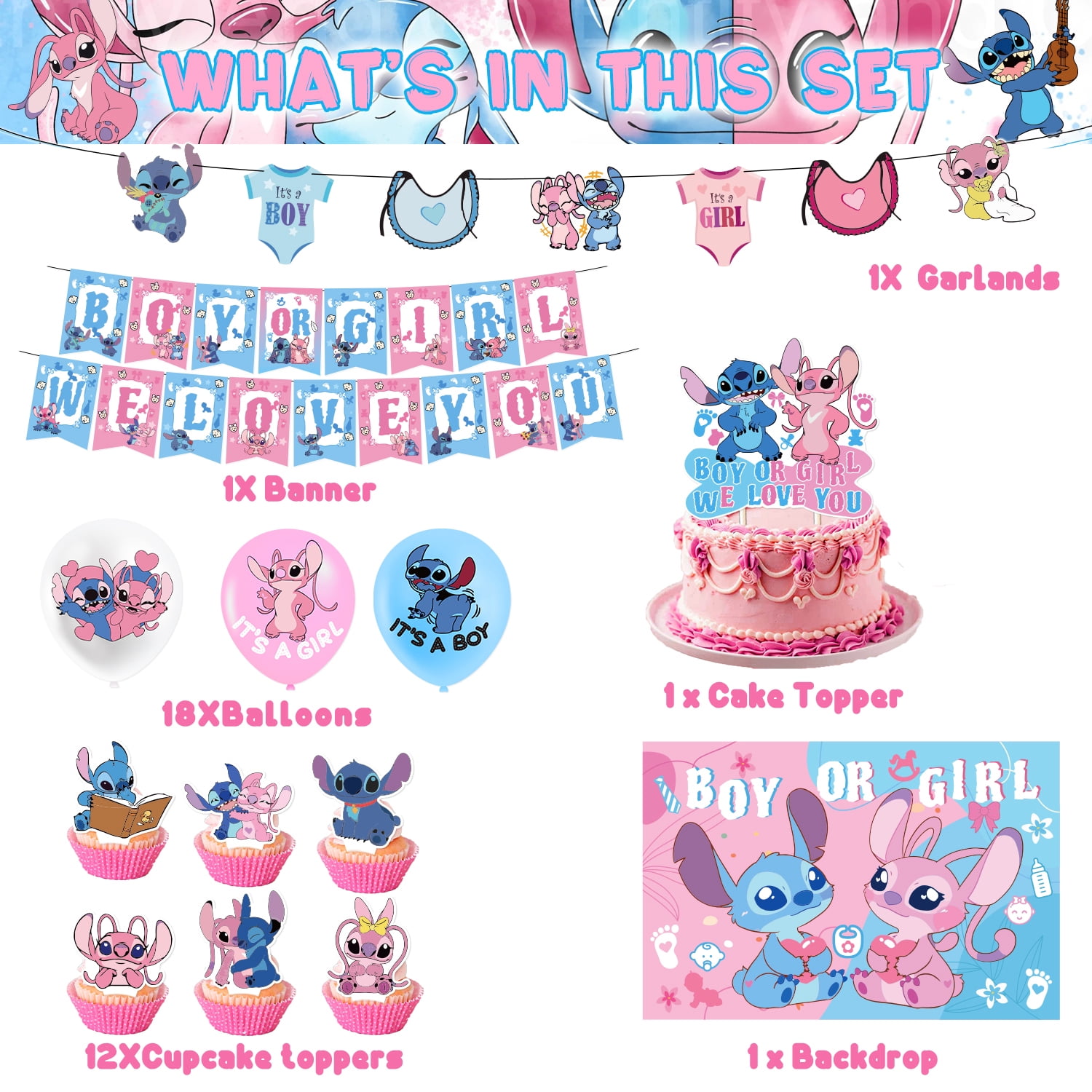 Gender Reveal Decorations Party Supplies Boy or Girl Gender Reveal Banner Balloons, Cupcake Toppers, Backdrop for Baby Shower Pink and Blue Party Decorations