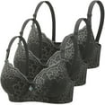 thumbnail image 3 of Gymayou Women Floral Lace Soft Underwire Adjustment Bra Moderate Push Up Lift Bust Shaping Bra Side Support Gather Comfort Bra Adjustable Strap Beige(3pc) 36, 3 of 3
