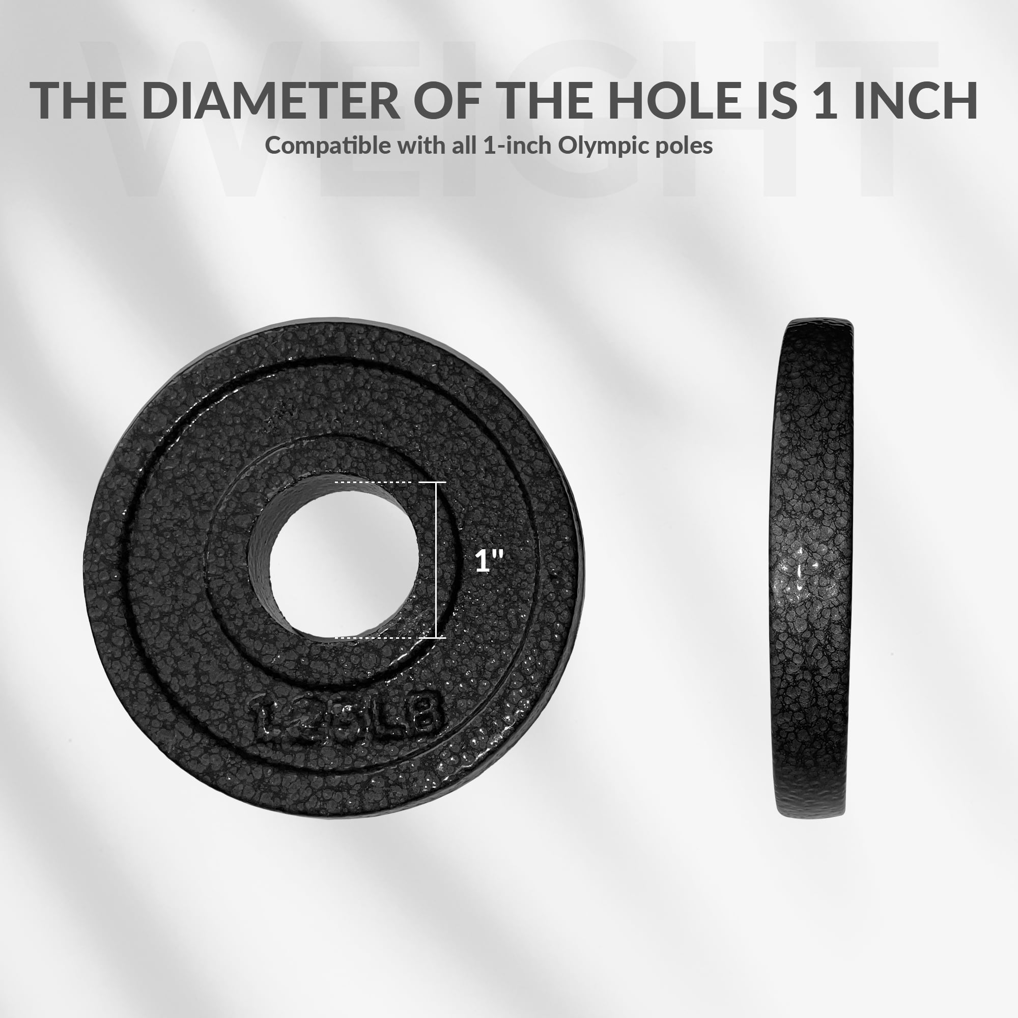 BalanceFrom Standard Cast Iron Weight Plates, 1-Inch Center Hole, Black Finish, Sold in Pairs（1.25LB, 2.5LB, 5LB, 10LB），for Strength Training & Home Gym