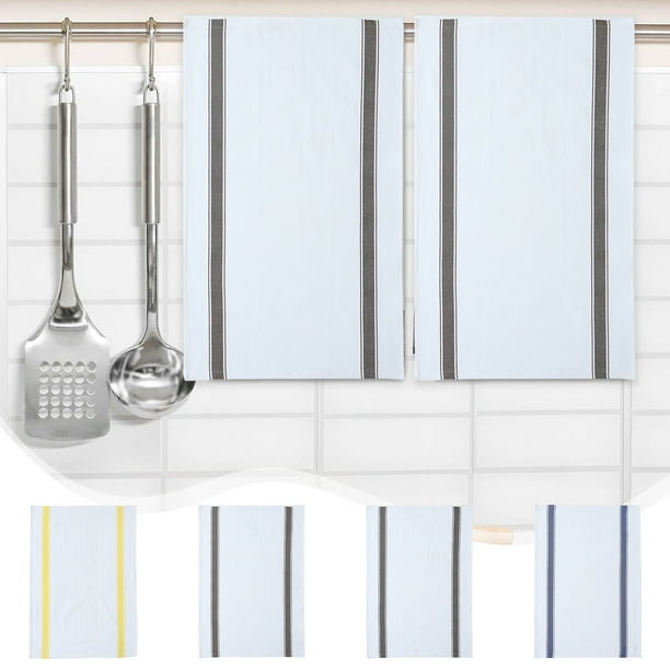 Juego de 4 paños de cocina | Paños de cocina de mezcla de algodón y poliéster | Toallas para secar platos multiusos con diseño a rayas | Trapos de limpieza reutilizables y absorbentes suaves para