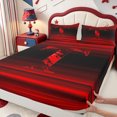 thumbnail image 4 of meiyoeat Red Black Monogram L King Sheets For Boys,Gradient Initial Print Bedding,4-Piece1 Flat Sheet, 1 Fitted Sheet And 2 Pillowcases, 4 of 6
