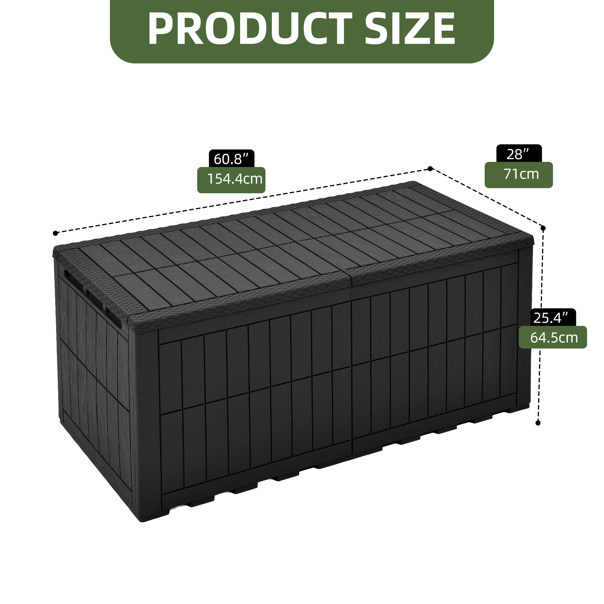 Dextrus 200 Gallon XL Resin Deck Box, Black Waterproof Outdoor Storage Box, Lockable Container with 3-Person Bench Seating, Perfect for Patio Cushions, Garden Tools and Pool Supplies