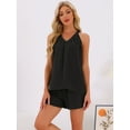thumbnail image 3 of DARING DIVA 2 Pieces Lounge Set Pajama Halter V Neck Cami Shorts Outfit XS Black, 3 of 6