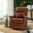 thumbnail image 3 of Genuine Leather Swivel Rocker Recliner Wingback Transitional Brown, 3 of 8