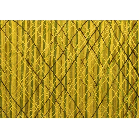 Ahgly Company Indoor Rectangle Abstract Yellow Modern Area Rugs, 8' x 10'