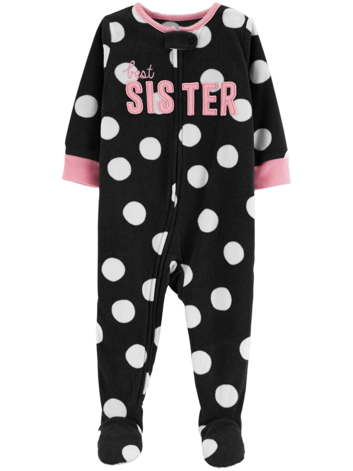 Carter's Carters Infant Girls Black Polka Dot Best Sister Sleeper Footie Pajamas