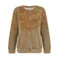 thumbnail image 4 of Fall Sweaters for Women Dressy Women's Star Print Hatless Sweatshirt Long Sleeve Fashion Top Sweatshirt Loose Pullover Top Gold XXL, 4 of 5