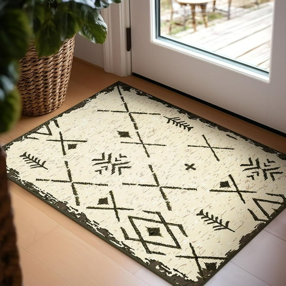 Area Vintage Boho Rugs for Living Room, Machine Washable Area Rugs with Non-Slip Backing, Indoor Rug Vintage Bohemian Area Rug Home Decor, Room Decor, 2 x 3 ft, Beige, 1 Pack