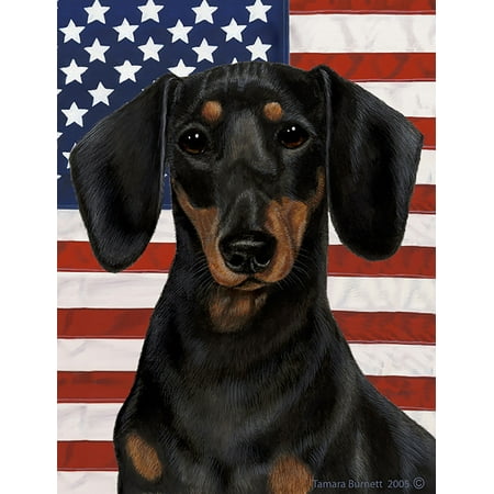 Dachshund Black and Tan - Best of Breed Patriotic II Large Flags