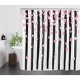 thumbnail image 3 of Black and White Striped Shower Curtain for Bathroom Modern Abstract Vertical Stripe and Pink Heart Shower Curtain with 12 Hooks Valentine''s Day Bathroom Curtains Shower Set 72x72 Inch, 3 of 4