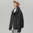 thumbnail image 2 of Chaquetas unisex para mujer, moda de otoño, estilo europeo, retro, lisas, combinables, cómodas, con cuello vuelto, bolsillos, ropa de calle para estudiantes, 2 of 6