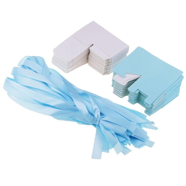 Set de 50 Unidades de Cajas Huecas Cintas Dulce para Boda de Accesorios de Bricolaje Azul claro Soledad Cajas de dulces huecas