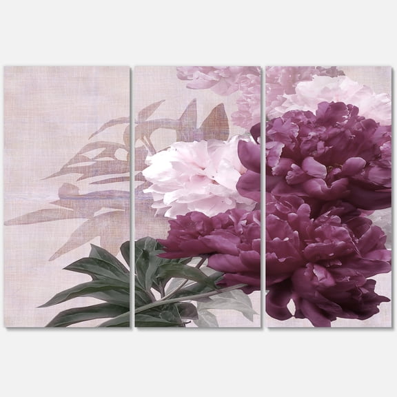 Designart ' Ancient Pink and Purple Flowers I ' Traditional Canvas Wall Art Print