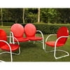Crosley Griffith 3 Piece Metal Patio Sofa Set in Red