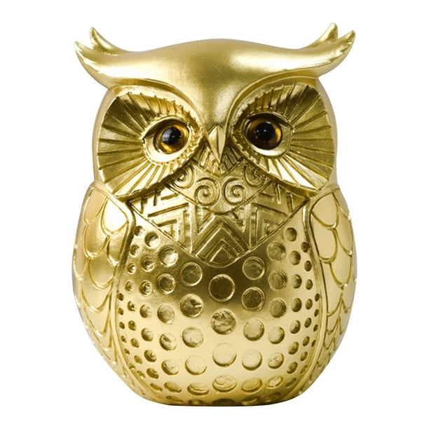 Estatua de búho, decoración del hogar, escultura de animales, pequeños artículos decorativos, adorno, Oro