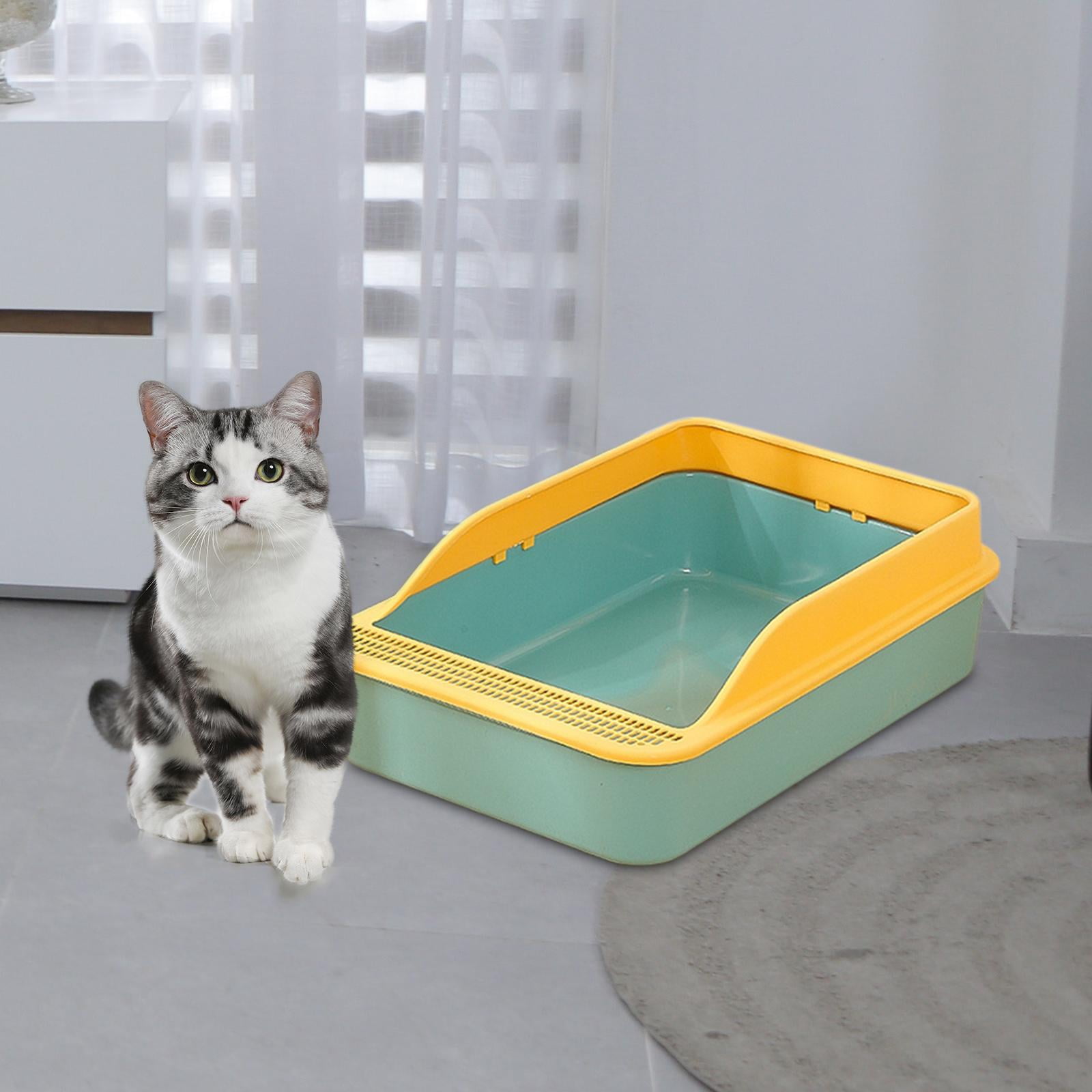 Tooyful Cat Potty Toilet High Sided Anti Splashing Prevent Sand Leakage Cat Toilet Pet Litter Tray for Small Animals Travel Indoor Cats green M