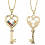 Personalized Planet Family Silver-Tone or Gold-Tone Family Birthstone "Key to My Heart" Necklace