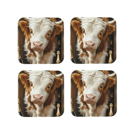 

Tideii Rustic Cow Butterflies Champagne for Leather Coasters 4 Pieces Anti-fouling and Anti-scalding Decorative Coasters Suitable for Restaurants Kitchens Coffee Shops-Square