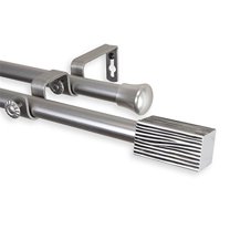 Alder 13/16" Double Curtain Rod-Color:Satin Nickel,Size:66-120"