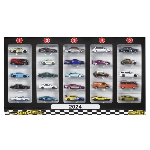 Hot Wheels Boulevard 25-Car Factory Set 2024, 25 Premium Die-Cast 1:64 Scale Sports Cars [Walmart Exclusive]