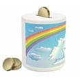 thumbnail image 2 of Nautical Piggy Bank, Sailing Ship in the Sky Under Rainbow Circle Surreal Sun Happiness, Ceramic Coin Bank Money Box for Cash Saving, 3.6" X 3.2", Multicolor, by Ambesonne, 2 of 4