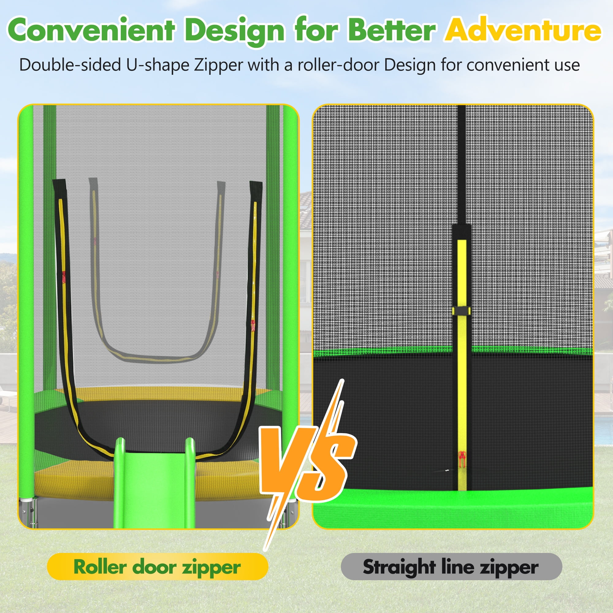 7FT Trampoline for Kids with Safety Enclosure Net, SEGMART Toddler Trampoline with Removable Slide, Upgrade Recreational Trampoline with Jumping Mat for Indoor Outdoor Backyard, Green
