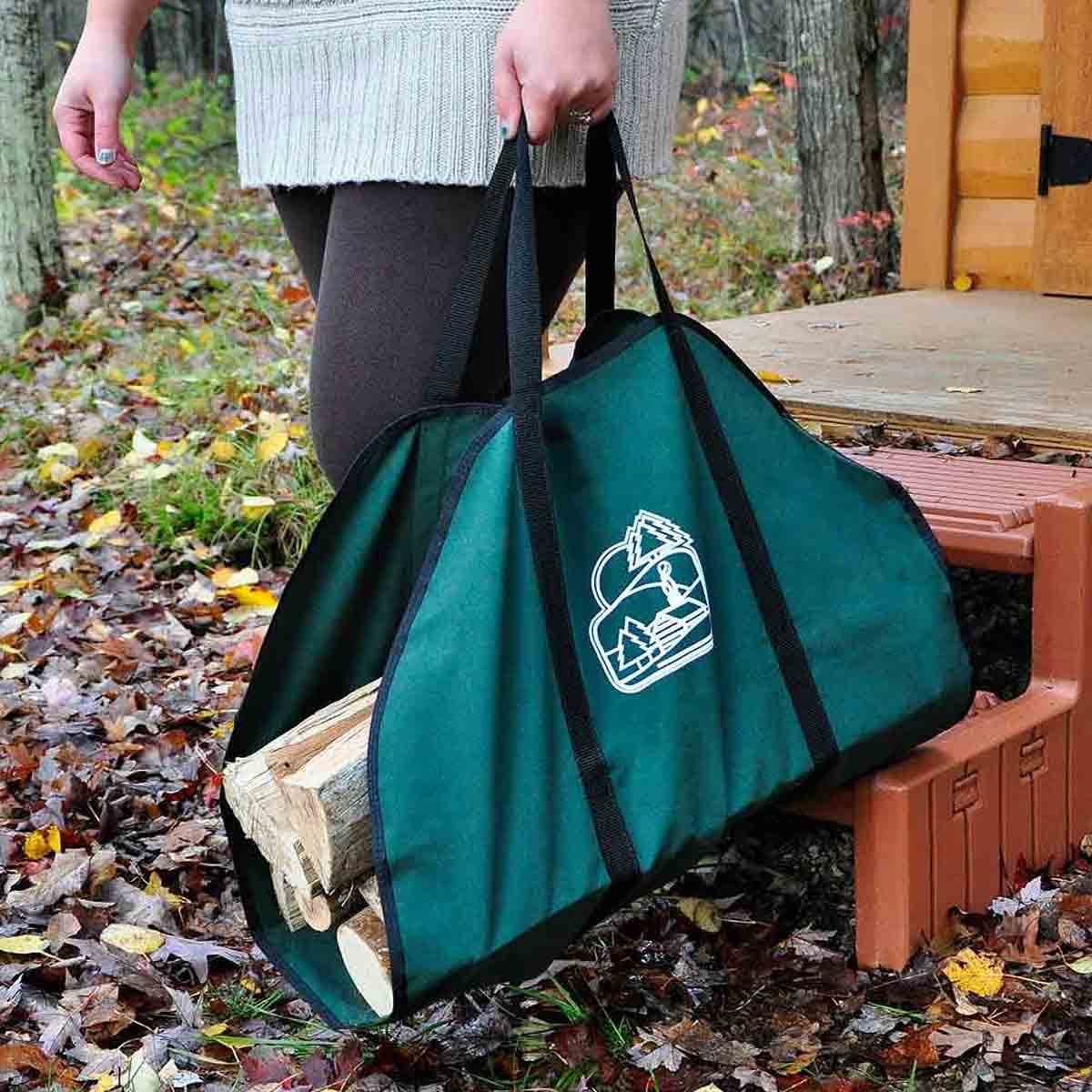 Green Firewood Carrier with Black Trim
