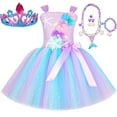 thumbnail image 5 of SRZYMJ Girls Dress Tutu Party Gown Sparkly Sequin Mesh Layered Skirt for Birthday Halloween Celebration f-Pink 3-4 Years, 5 of 9