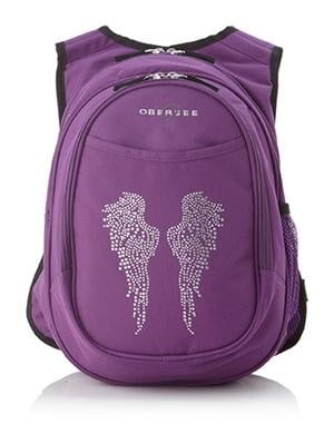 Girls Purple Angel Wing Backpack Cute Rhinestone Violet Wings Themed Carry On