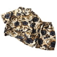 thumbnail image 2 of Conjuntos de solapa de manga corta para niños de verano, camisa de solapa de manga corta con estampado floral, top estilo playero informal + pantalones cortos sueltos con cintura elástica, conjunto de, 2 of 5