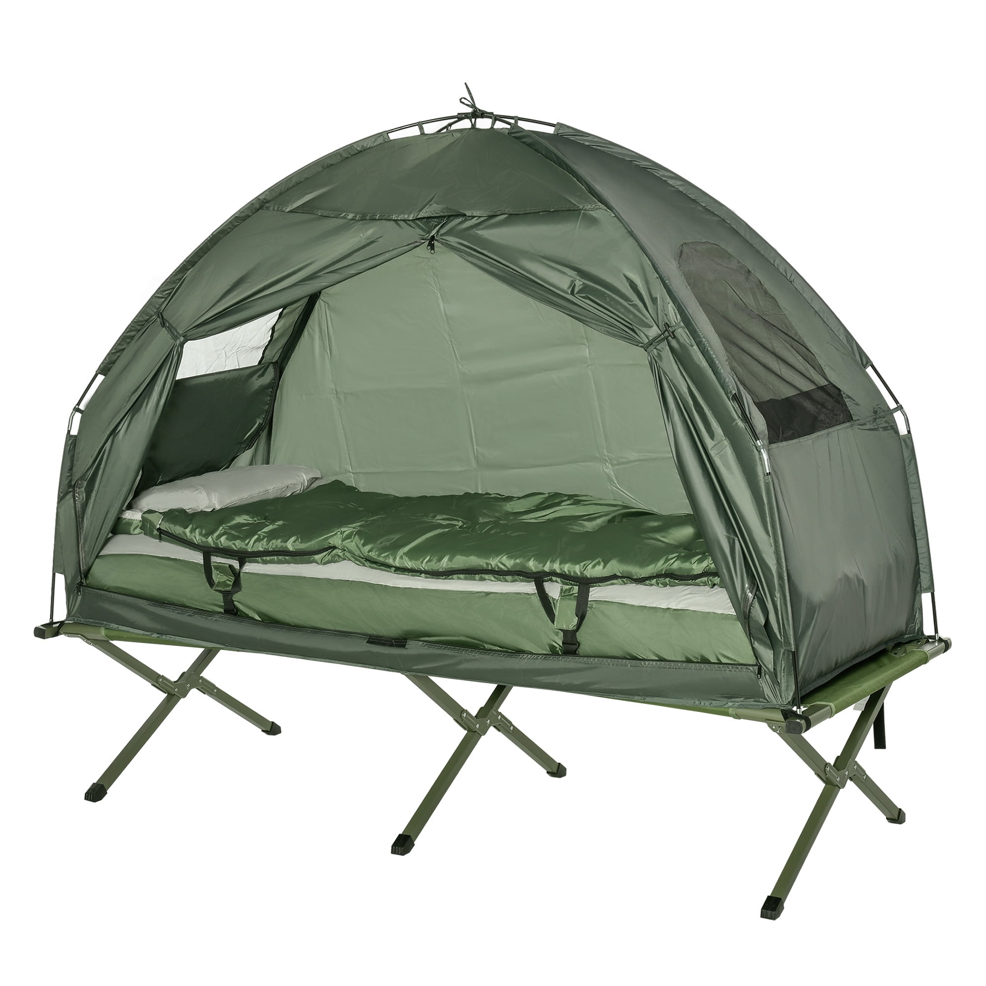 NOBOLEA All-in-One Camping Combo Set, Tent with Cot & Air Mattress, Complete Sleeping System with Bag, Pump & Sleeping Bag for Outdoor Hiking Travel