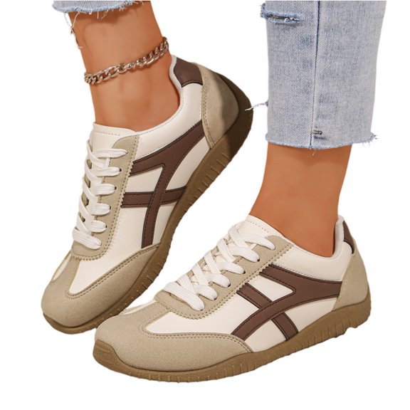 Casual Sneakers for Women Lightweight Lace Up Tennis Shoes | Non-slip Lace Up Fashion Sneaker, Round Toe Retro Walking Shoes, 2026 Trendy Comfortable Trainers, 41